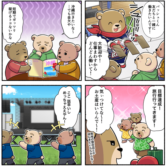 お仕事の流れを説明したマンガ